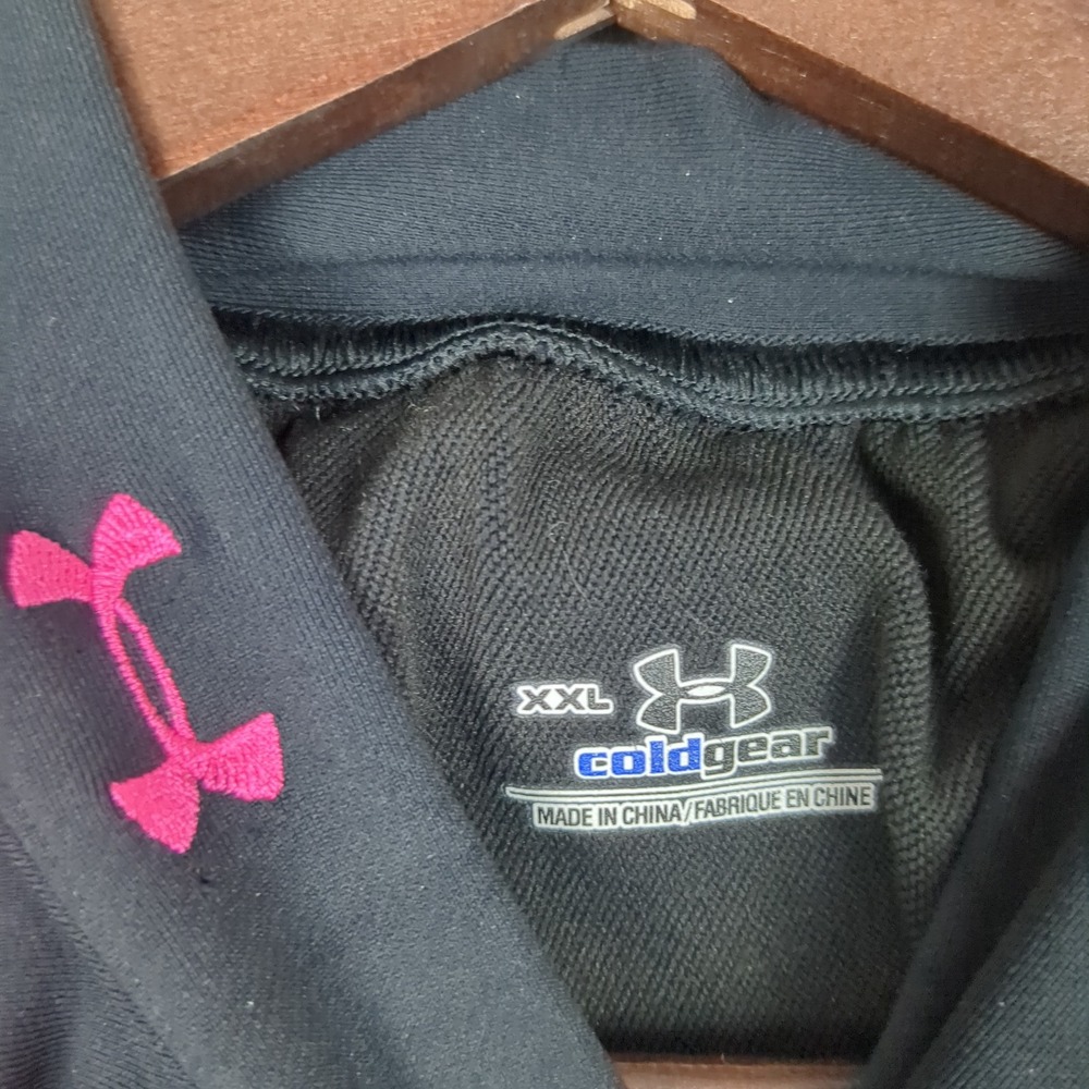 Under Armour ColdGear Mock Neck Long Sleeve Shirt XXL Black Pink Colorblock - Picture 8 of 11